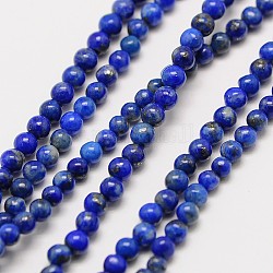 Natürlichen Edelstein Lapislazuli runde Perlen Stränge, Klasse ab, 3 mm, Bohrung: 0.8 mm, ca. 126 Stk. / Strang, 16 Zoll