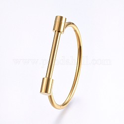 Vacuum Plating 304 Stainless Steel Bangles, Golden, 2-1/2 inch(6.3cm)x1-7/8 inch(4.7cm), 4~9mm