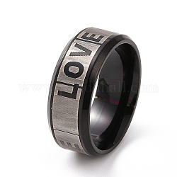 201 anello da dito con parola d'amore in acciaio inossidabile per San Valentino, elettroforesi colore nero e acciaio inossidabile, diametro interno: 17mm