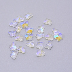 Transparent galvanisieren Glasperlen, facettiert, Schmetterling, ab Farbe plattiert, klar ab, 8x10x5.5 mm, Bohrung: 1 mm