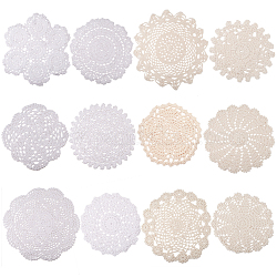Gorgecraft Woven Crochet Coasters Table Mats, for Table Toppers Home Decoration, Floral Pattern, Old Lace, 115~255x2~3mm, 12pcs/set