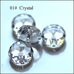 Abalorios de cristal austriaco de imitación, aaa grado, facetados, plano y redondo, Claro, 10x5.5mm, agujero: 0.9~1 mm