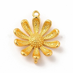 Brass Connector Charms, 3D Flower Links, Real 18K Gold Plated, 18x15x4mm, Hole: 1mm and 1.2mm