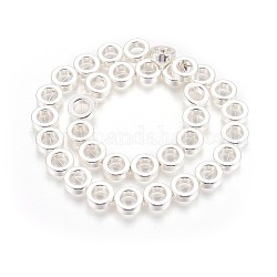 Hilo de perlas de hematita sintético no magnético galvanizado, Plateado de larga duración, plano y redondo, Plata Plateada, 12x4mm, agujero: 0.8 mm, aproximamente 34 pcs / cadena, 16.53 pulgada (42 cm)