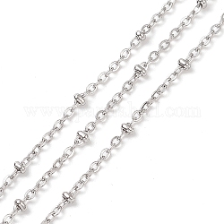 304 Stainless Steel Cable Chains, Decorative Chains, Satellite Chains, with Rondelle Beads, Soldered, Stainless Steel Color, 2x1.5mm