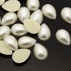 ABS Plastic Imitation Pearl Cabochons, Dyed, teardrop, Beige, 25x18x7mm