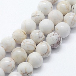 Brins de perles de magnésite naturelle, ronde, 8mm, Trou: 0.8mm, Environ 47 pcs/chapelet, 14.96 pouce (38 cm)