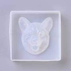 Moldes de silicona para cachorros, moldes de resina, para resina uv, fabricación de joyas de resina epoxi, cabeza de perro lobo, blanco, 80x78x23mm