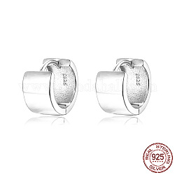 Rhodium Plated Platinum 925 Sterling Silver Hoop Earrings, with S925 Stamp, Platinum, 14x8mm