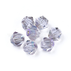 Perle di vetro k9, sfaccettato, bicono, luce fantasma, 5x5mm, Foro: 1 mm
