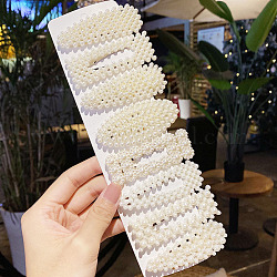 Ensembles de pinces à cheveux alligator imitation perle en plastique, avec clip en fer, accessoires de cheveux pour filles femmes, formes mixtes, floral blanc, 70mm, 8 pièces / kit