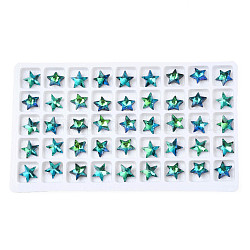 Cabochons de strass en verre, accessoires nail art de décoration, facette, étoiles du nord, turquoise moyen, 9.5x10x4.5mm