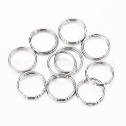 304 Stainless Steel Split Rings, Double Loops Jump Rings, Stainless Steel Color, 10x1.2mm, about 9mm inner diameter, Single Wire: 0.75mm