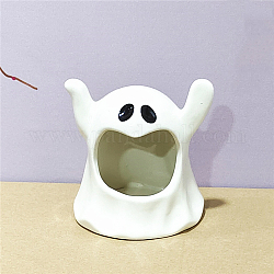 Portacandele in porcellana a tema halloween, candeliere, fantasma, bianco, 10x10x11cm