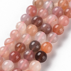 Chapelets de perles en agate naturelle du Botswana, ronde, 8mm, Trou: 0.9mm, Environ 49~50 pcs/chapelet, 15.55 pouce (39.5 cm)
