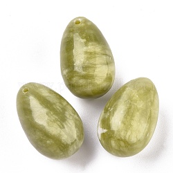 Pendentifs en jade naturel xinyi / jade méridional chinois, pierre d'oeuf de pâques, 45x30x30mm, Trou: 2.2mm