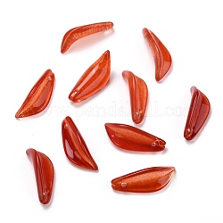 Pendentifs en verre transparent, Pétalin, rouge-orange, 21.5x8x5mm, Trou: 1mm