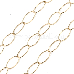 304ステンレス鋼アズキチェーン  楕円形のリンクチェーン  溶接されていない  スプールで  ゴールドカラー  20x10x1mm  約32.81フィート（10m）/ロール