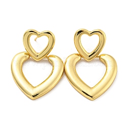 Boucles d'oreille coeur, bijoux en laiton pour femmes, sans cadmium et sans plomb, véritable 18k plaqué or, 39.5x27mm