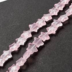 Transparente Glasperlen Strang, Stern, rosa, 10x10x4 mm, Bohrung: 0.8 mm, ca. 40 Stk. / Strang, 13.39~14.17 Zoll (34~36 cm)