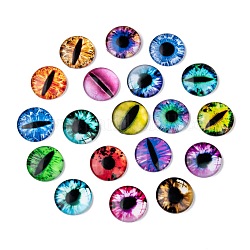 Cabochons en verre imprimé demi-yeux / dômes dragon eye, couleur mixte, 25x7mm