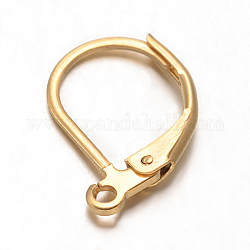 Ion Plating(IP) 304 Stainless Steel Leverback Earring Findings, with Loop, Golden, 16x10x0.8mm, Pin: 0.7x0.6mm, Hole: 1mm