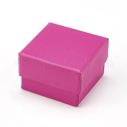 Scatole di orecchino di gioielli in cartone, con spugna nera, per confezioni regalo di gioielli, rosa intenso, 5x5x3.4cm