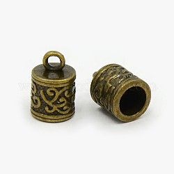 Fine di corda stile tibetano, colonna, cadmio & nichel &piombo libero, bronzo antico, 13x8.5x8.5mm, Foro: 2 mm