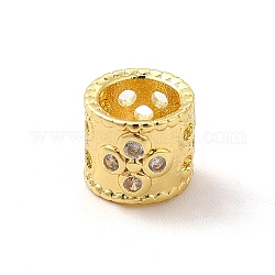 Messing Mikro ebnen Zirkonia European Beads, Großloch perlen, Kolumne, echtes 18k vergoldet, 6.5x6 mm, Bohrung: 4.5 mm