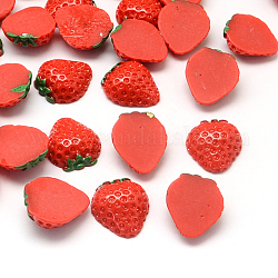 Cabochons décodés en résine de fraise, nourriture imitation, rouge, 20x18x7mm