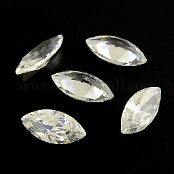 Horse Eye Shaped Cubic Zirconia Pointed Back Cabochons, Faceted, Clear, 10x5mm