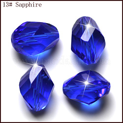 Imitazione branelli di cristallo austriaco, grado aaa, sfaccettato, bicono, blu, 10x13mm, Foro: 0.9~1 mm