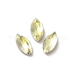 Glass Rhinestone Cabochons, Point Back & Back Plated, Faceted, Horse Eye, Jonquil, 8x4x2.5mm