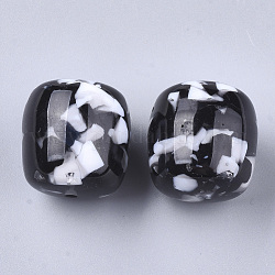Perles en résine, imitation de copeaux de pierres précieuses, baril, noir, 22x21mm, Trou: 2mm