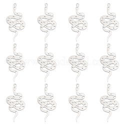 DICOSMETIC 12Pcs 201 Stainless Steel Pendants, Laser Cut, Snake, Stainless Steel Color, 38x18x1mm, Hole: 1.6mm