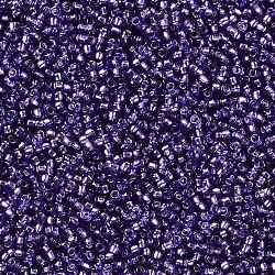 Cuentas de semillas redondas toho, Abalorios de la semilla japonés, (2224) violeta transparente con forro plateado, 15/0, 1.5mm, agujero: 0.7 mm, aproximamente 135000 unidades / libra