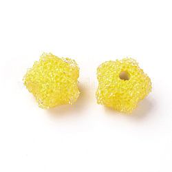 Resin Beads, with Crystal Rhinestone, Imitation Candy Food Style, Half Drilled, Star, Champagne Yellow, 17.5~18x17.5~18x13.5~14mm, Hole: 3.5mm