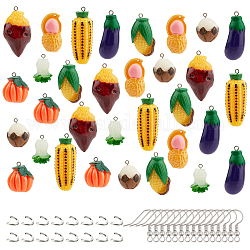 Pandahall elite diy 16 par de kits de fabricación de pendientes con temática de verduras, incluyendo 8 colgantes de resina de formas, ganchos y aros de latón para pendientes, color mezclado, colgantes de resina: 32 piezas