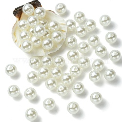 Perles rondes en plastique ABS imitation perle, blanc, 12mm, Trou: 2mm