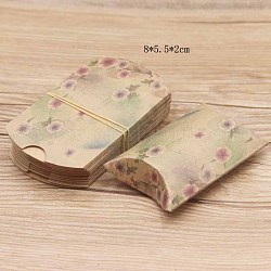 Paper Pillow Gift Boxes, Packaging Boxes, Party Favor Sweet Candy Box, Flower Pattern, BurlyWood, 9.9x5.5x0.1cm, Finished Product: 8x5.5x2cm