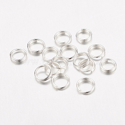 Anelli spezzati in ottone, anelli di salto a doppio anello, nichel libero, colore argento placcato, 5x1.2mm, circa  3.8mm diametro interno, circa 400pcs/20g