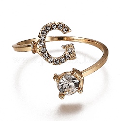 Anelli gemelli in lega, anelli aperti, con rhinestone di cristallo, oro, letter.g, misura degli stati uniti 7 1/4 (17.5mm)