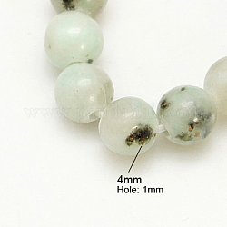 Jaspe de sésame naturel / perles de jaspe kiwi, ronde, blanc, 4mm, Trou: 1mm