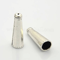 Tibetan Style Alloy Bead Cones, Apetalous, Nickel Free, Antique Silver, 34x11mm, Hole: 1mm and 9mm