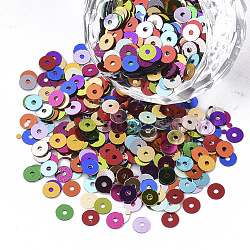 Accesorios del ornamento, paillette plástico pvc / cuentas de lentejuelas, plano y redondo, color mezclado, 1.5~4x0.3mm, agujero: 1 mm