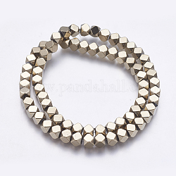 Electroplate Non-magnetic Synthetic Hematite Bead Strands, Faceted, Square, Antique Bronze Plated, 6x6x6mm, Hole: 1mm, about 70pcs/strand, 15.8 inch