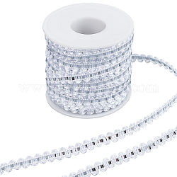 Gorgecraft 25M Metallic Yarn Lace Ribbons, Jacquard Ribbon, Garment Accessories, White, 1/4 inch(8mm)