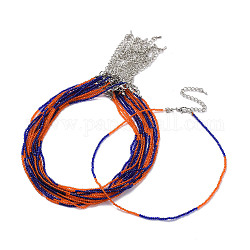 Facettierte Unterlegscheibe-Glasperlen-Halskette für Frauen, mit Alu-Schnallen, dunkelorange, 15.16~15.94 Zoll (38.5~40.5 cm), 2 mm