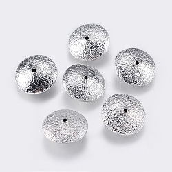 Perline in ottone, trafila, disco, Vero platino placcato, 16x7mm, Foro: 1 mm