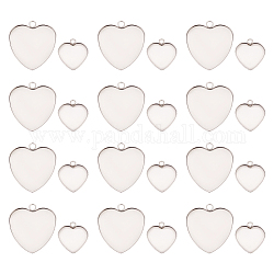 UNICRAFTALE 24pcs 2 Sizes Heart Tray Charm Stainless Steel Blank Bezel Pendant Trays Base Charm Pendant Blanks for Photo Pendant Resin Craft Jewelry Making, Stainless Steel Color